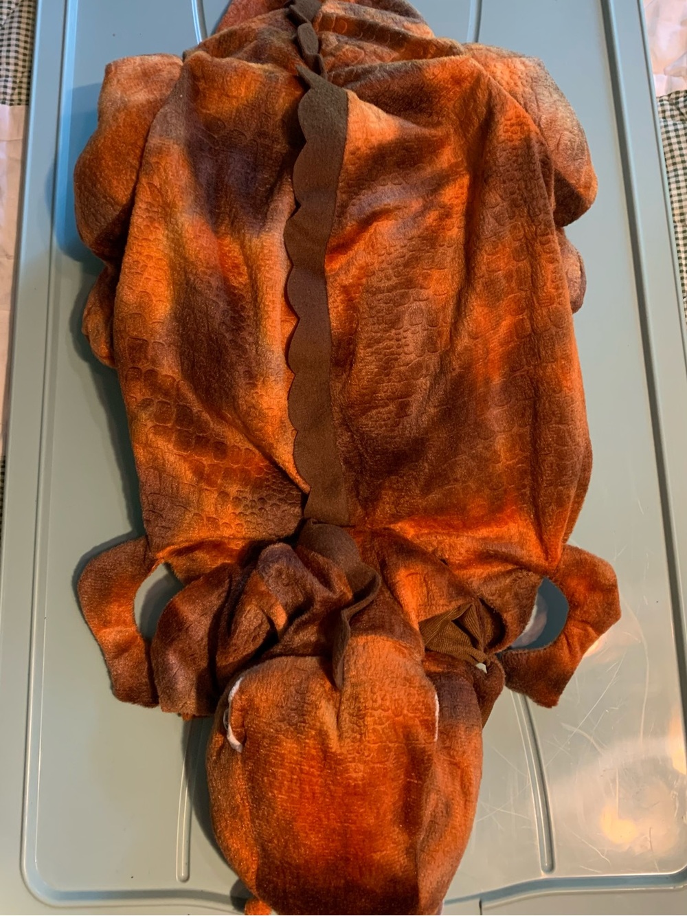 Plush Orange-Brown Scalloped Pet Hoodie and costume.